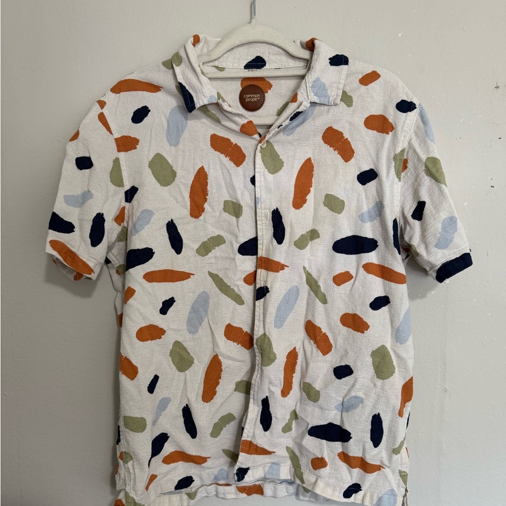 Casual Button Down Shirt with Multicolor Pattern